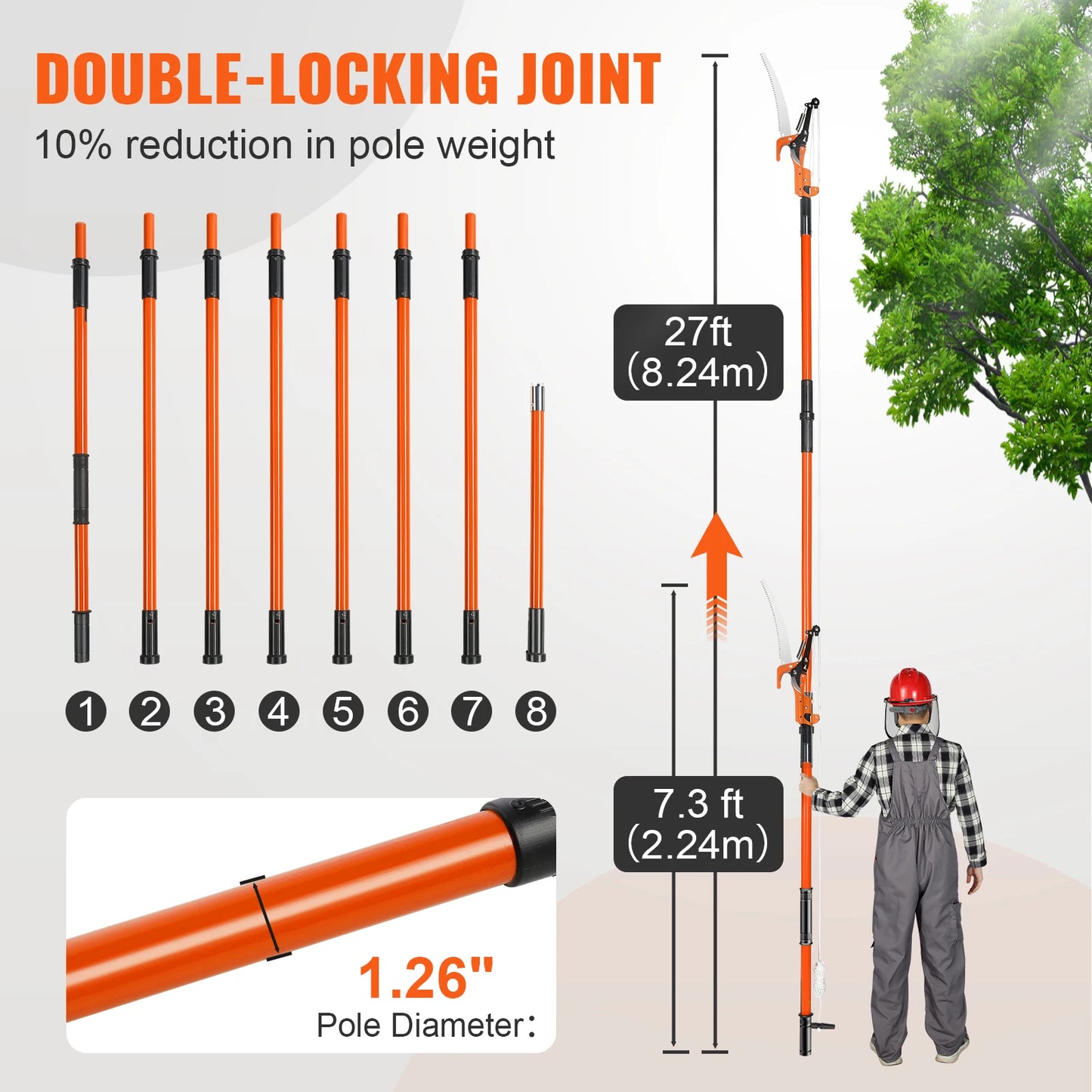 Pole Saw Extendable Tree Pruner Sharp Steel Blade