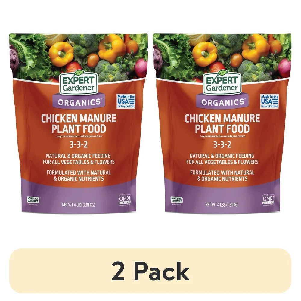 2 Pack Organic Chicken Manure Fertilizer 4 lb All Natural Plant Food