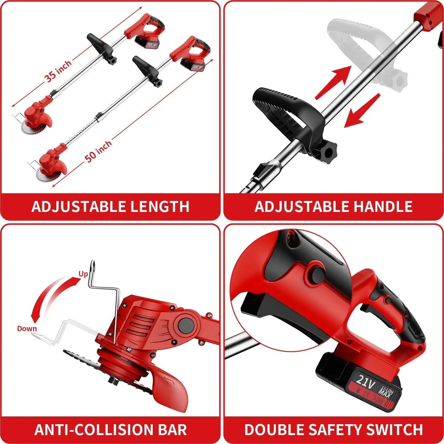 Electric Weed Wacker Battery Powered Grass Trimmer 3 in 1 W