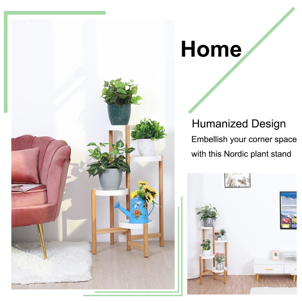 4 Tier Plant Display Shelf Stand Bamboo Plant Rack
