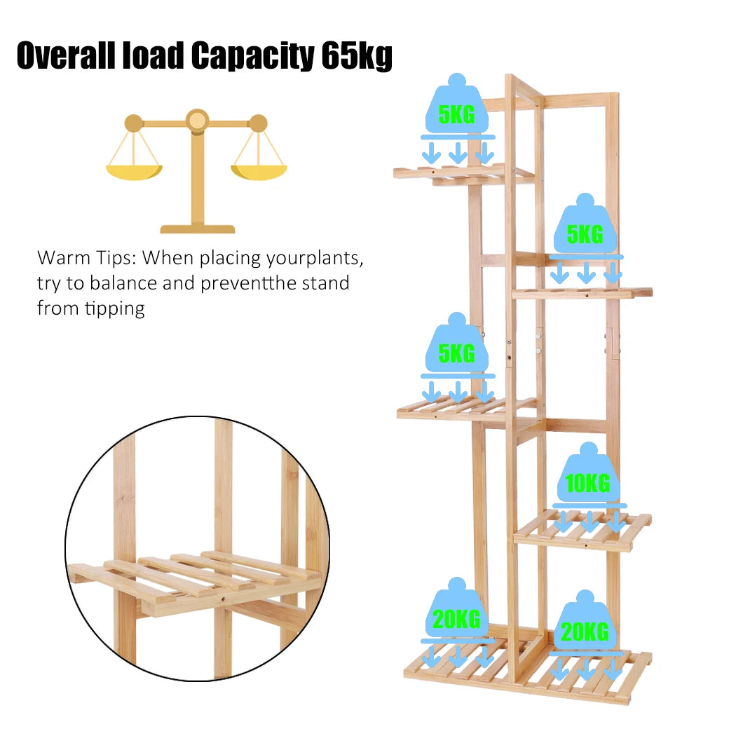 5 Tiers Bamboo Plant Stand Tall Storage Display