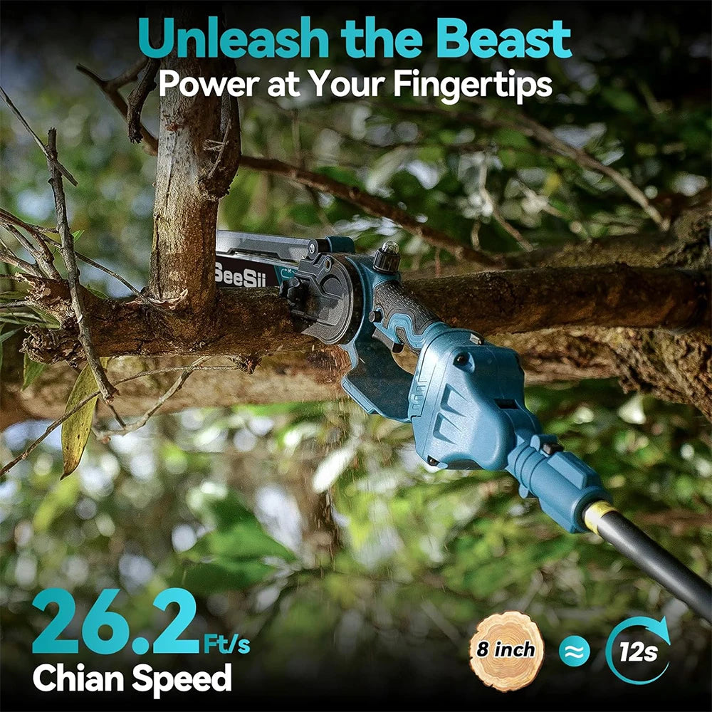 2-in-1 Cordless 8'' Electric Chainsaw with Pole Electric Polesaw