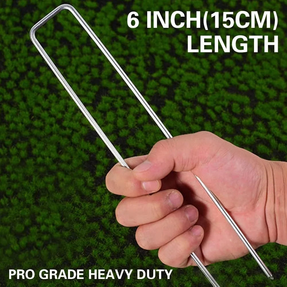 50 Heavy Duty U Shaped Landscape Staples 6Inch