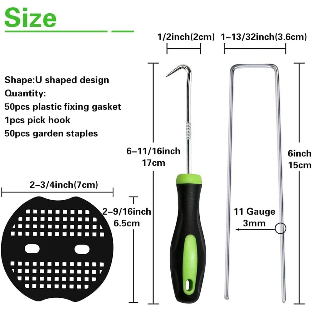 50 Heavy Duty U Shaped Landscape Staples 6Inch