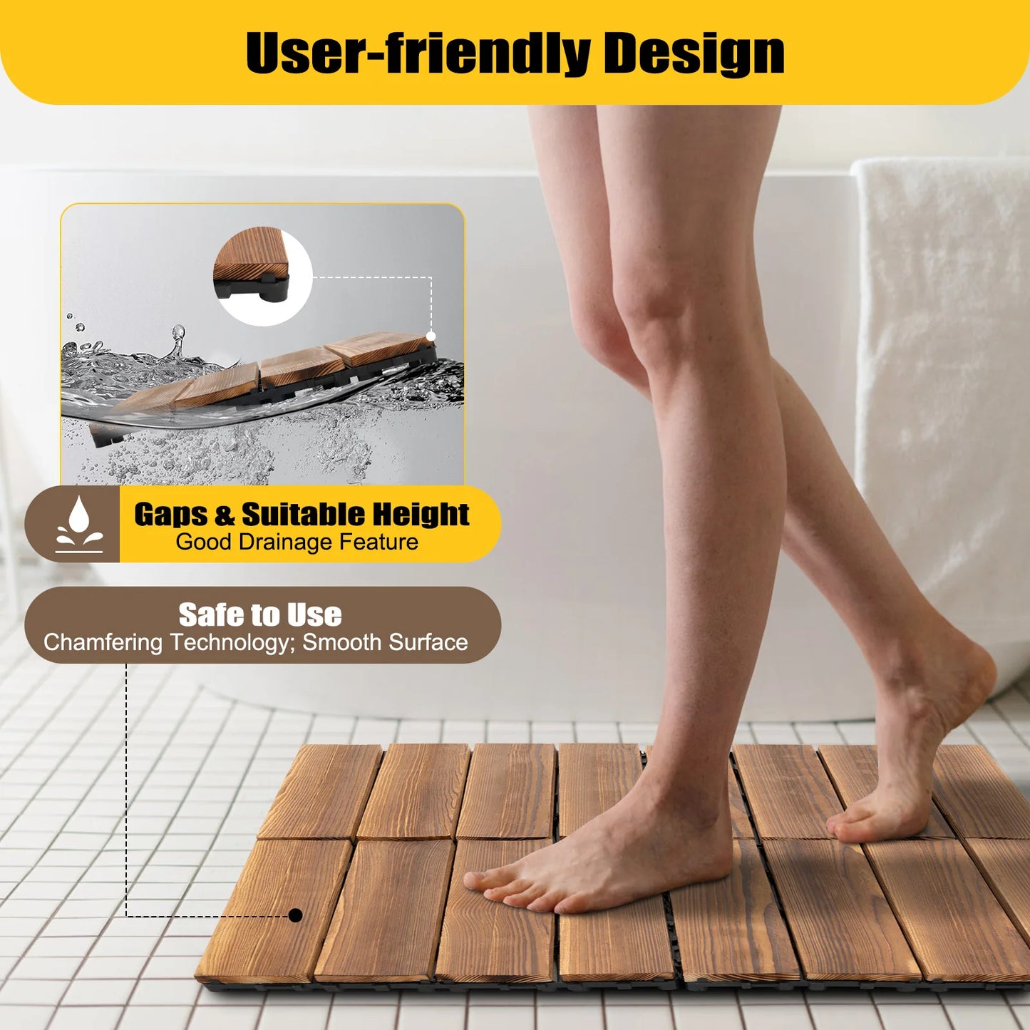 36 PCS 12"x12" hardwood Floor Tile Non-slip Waterproof