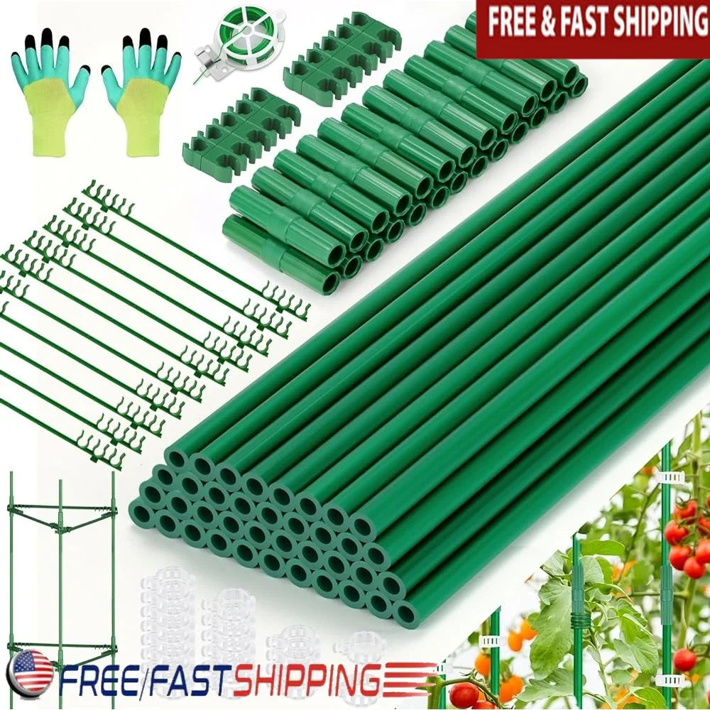123PCS Garden Tomato Stakes Kit, 36 Fiberglass Supports