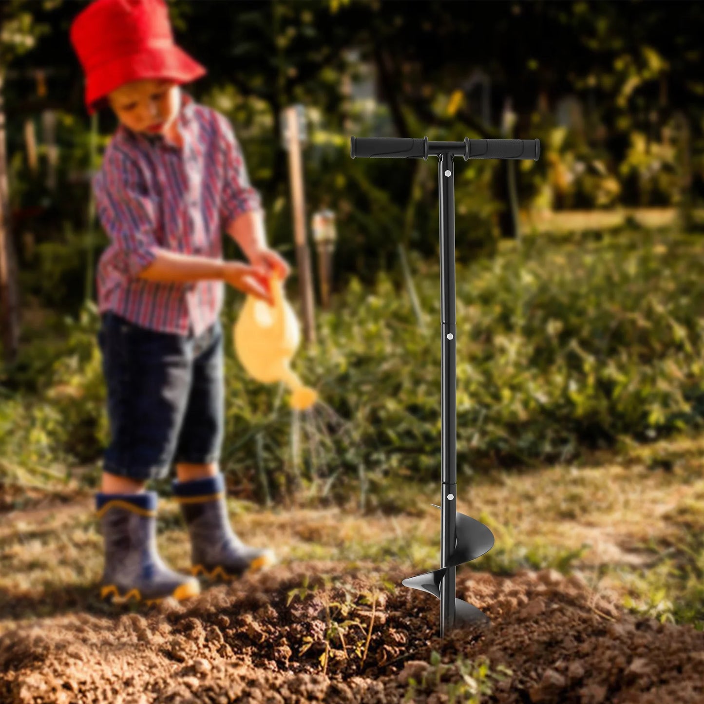Hand Auger Drill Post Hole Digger 6''x33.5'', Large Garden