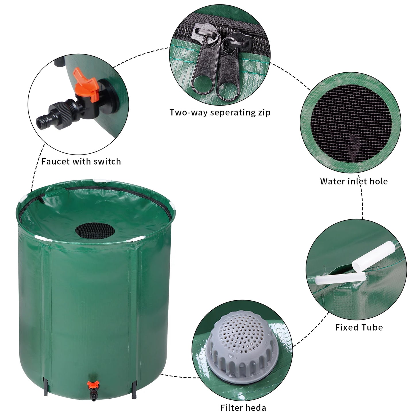 50 Gallon Folding Rain Barrel Water Collector