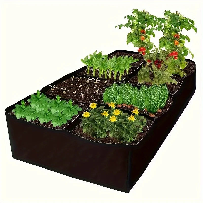 Garden Bed, 128 Gallon 8 Grids Grow Bags, 3x6FT