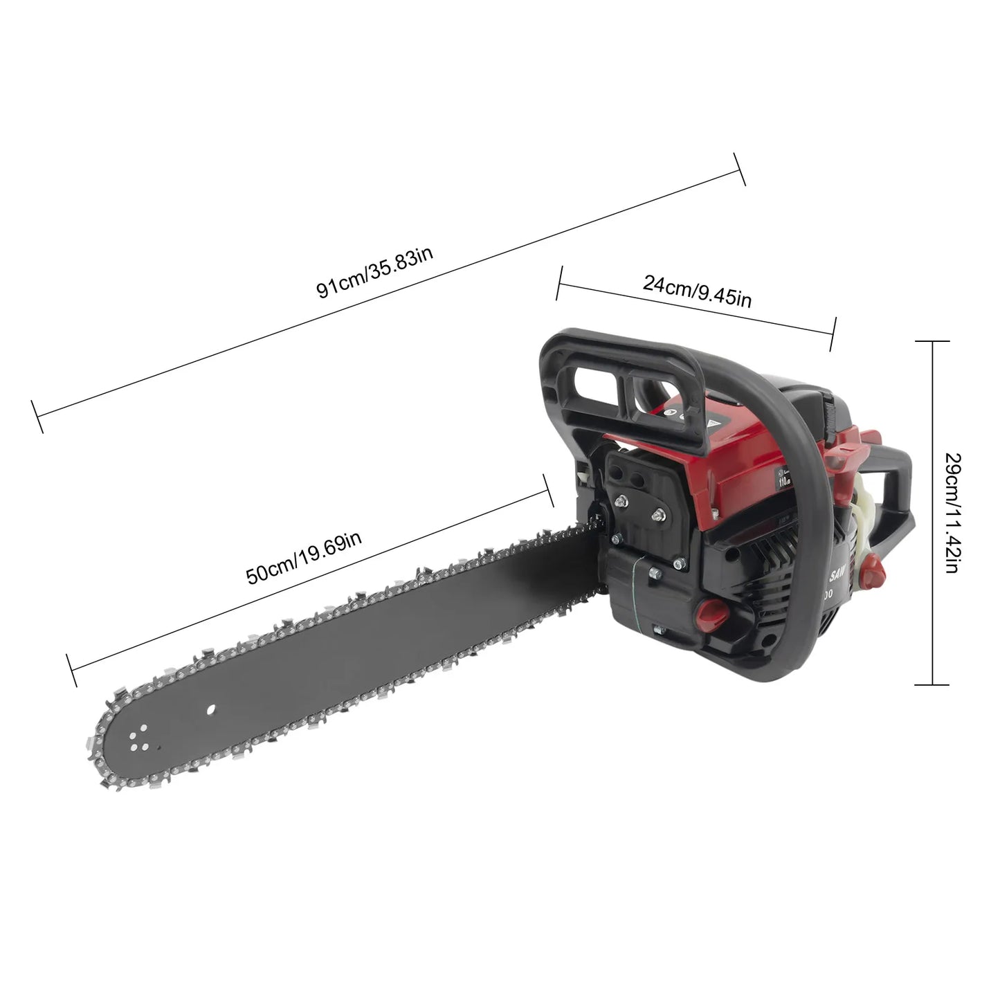 20'' 58cc Gas Chainsaw Gasoline Powered Chain Saw 2 Cycle Engine