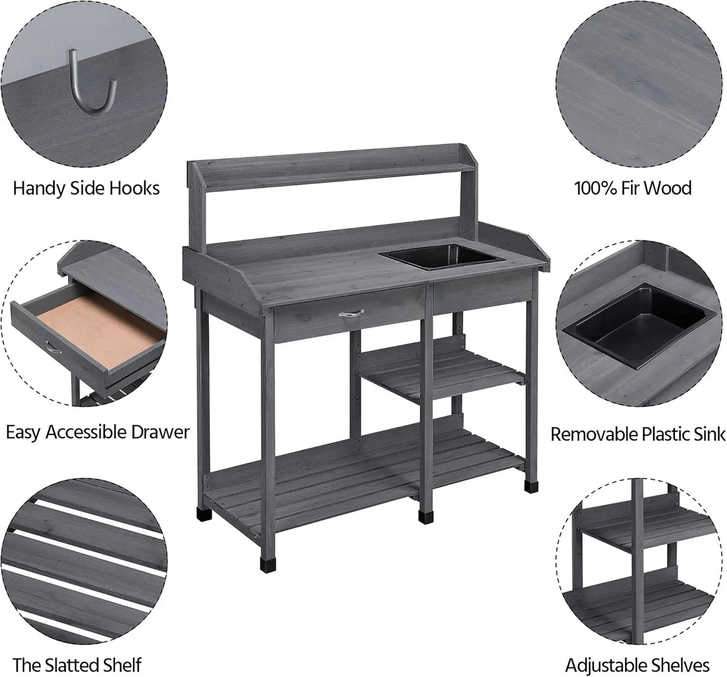 Outdoor Potting Bench Table Potters Garden Workstation
