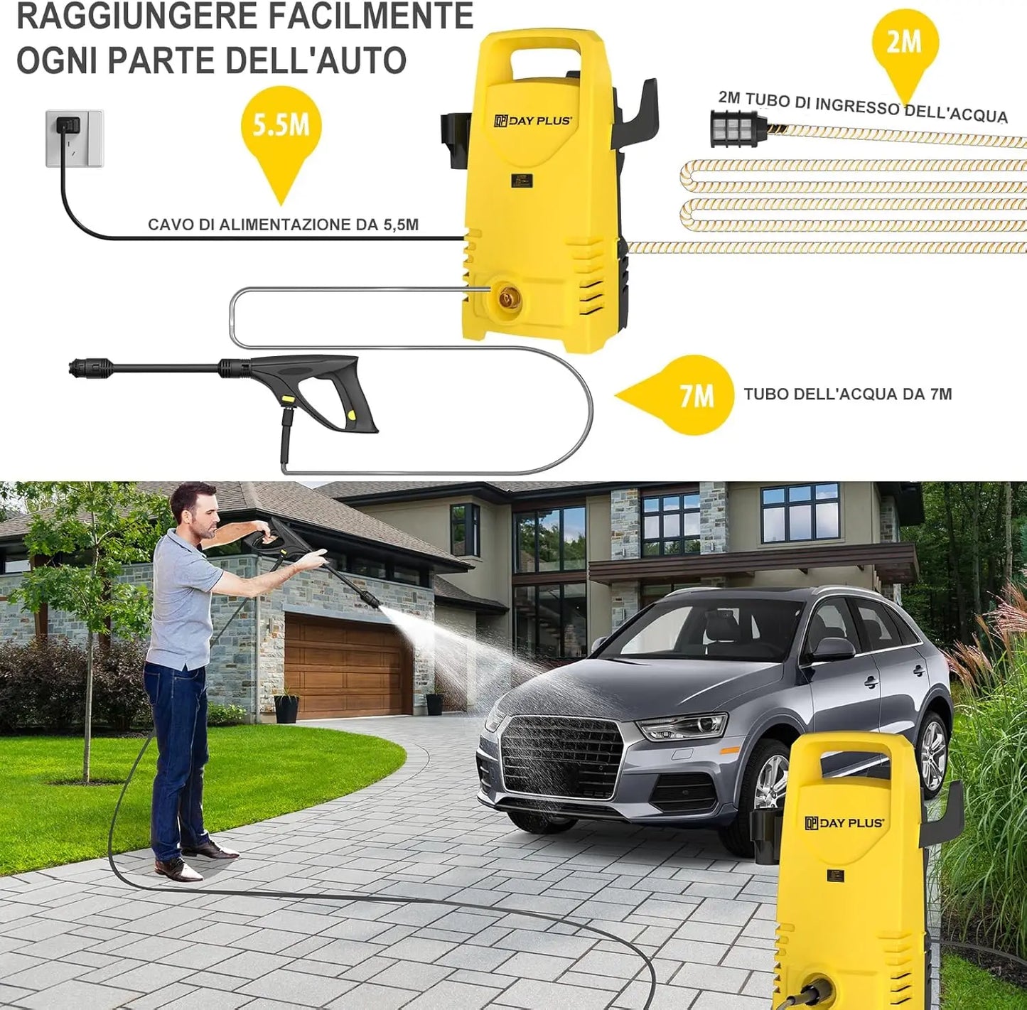 Electric High Pressure Washer 1600W, Terraces, Gardens, Cars