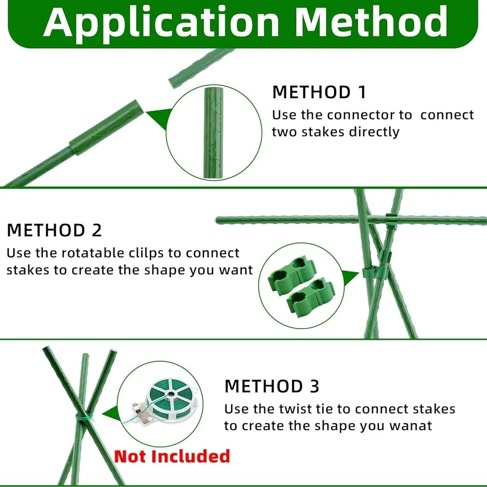 Garden Stakes 70 Pack 16in Plastic Coated Metal Plant Supports