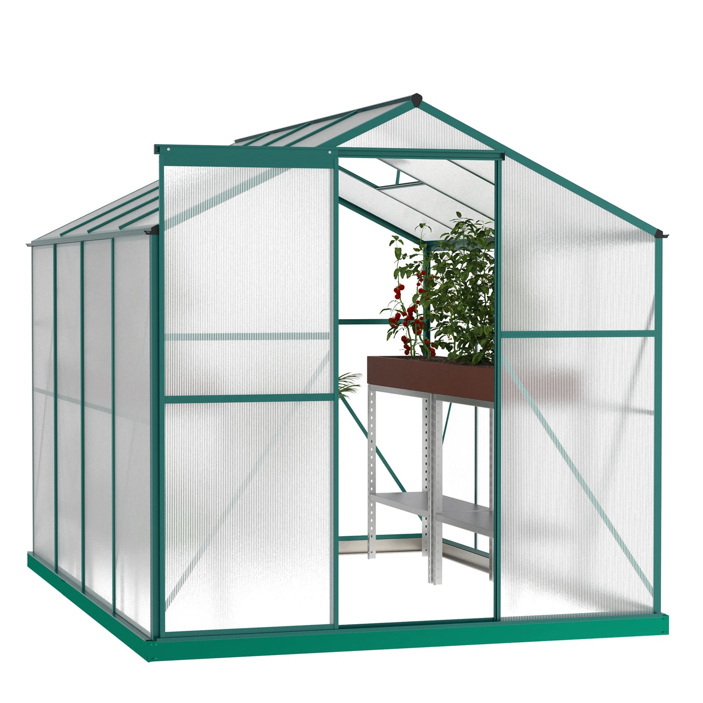 Polycarbonate Greenhouse,6'x 8' Heavy Duty Walk-in Greenhouse