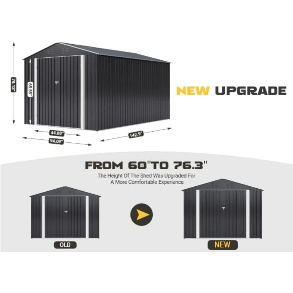 8 x 12 FT Outdoor Storage Shed, Garden, Patio, Lawn, Black