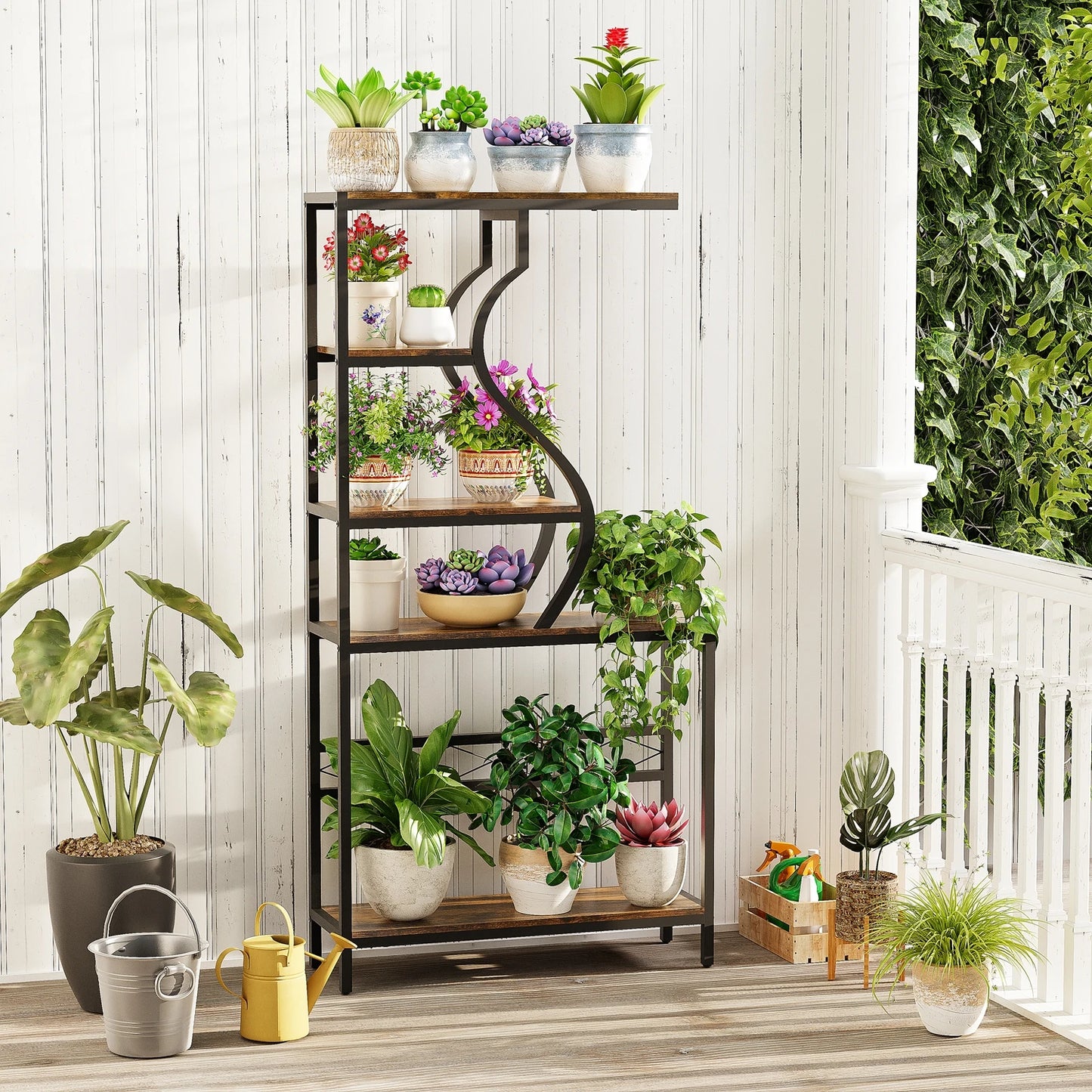 5-Tier Industrial Large Flower Pot Display Rack