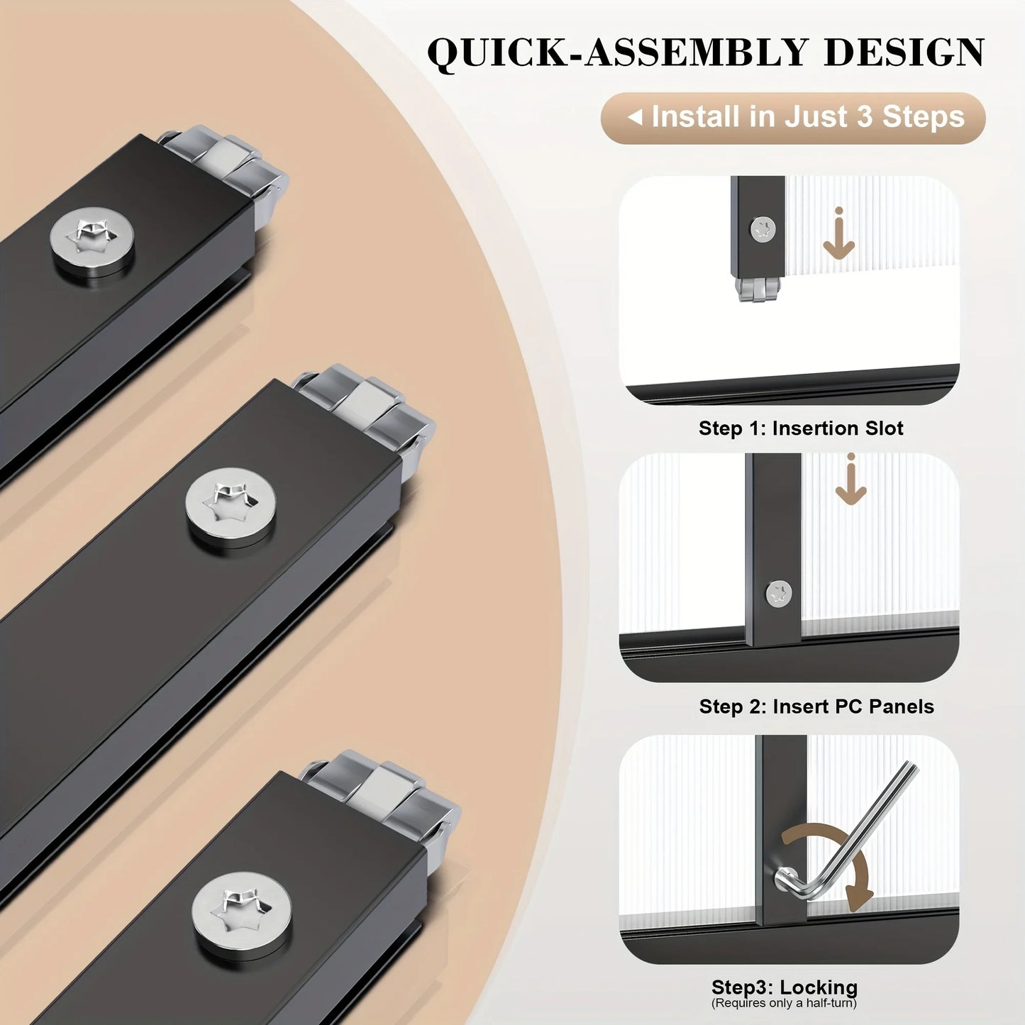 4x6FT Polycarbonate Greenhouse, PC Panels & Aluminum Frame