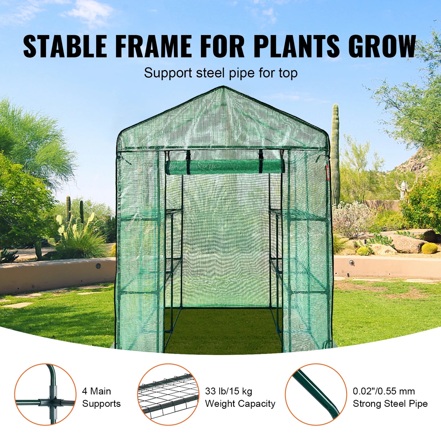 Walk-in Green House Greenhouse with Shelves
