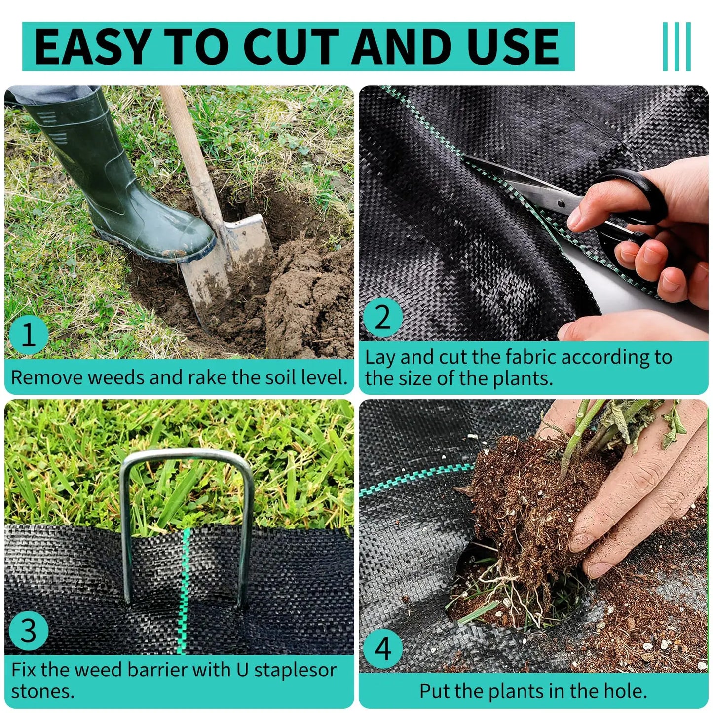 3/4/6*300/600FT Weed Barrier Landscape Fabric, Heavy Duty