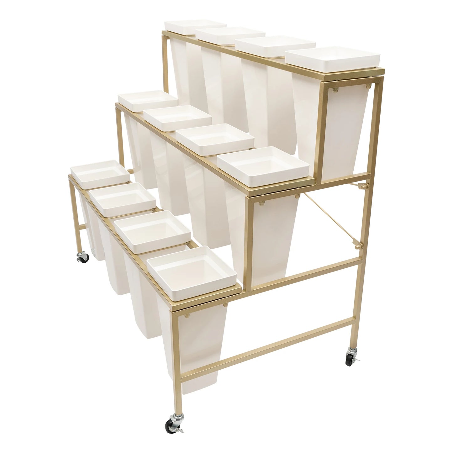 3 Layers White Flower Display Stand 12 Buckets