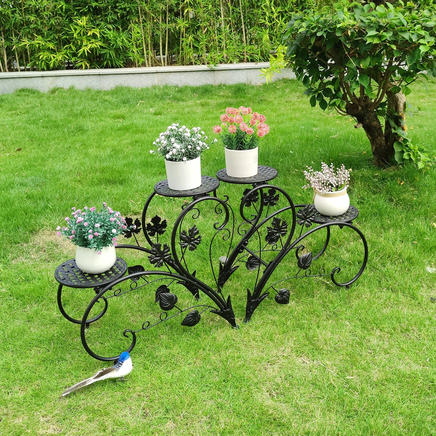 2PCS Rustproof Metal Plant Stand 4 Potted Flower