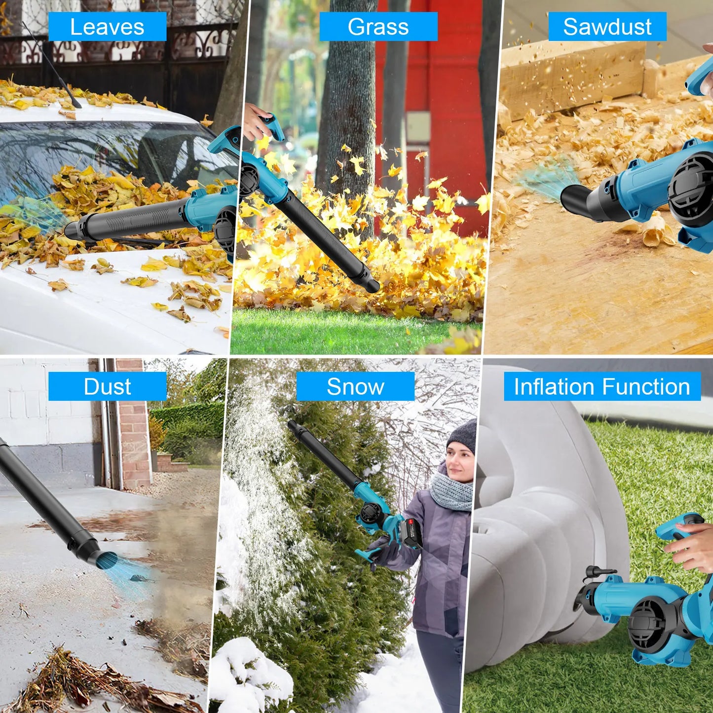 21V Cordless Leaf Blower With 2pc 3000mAh Batteries
