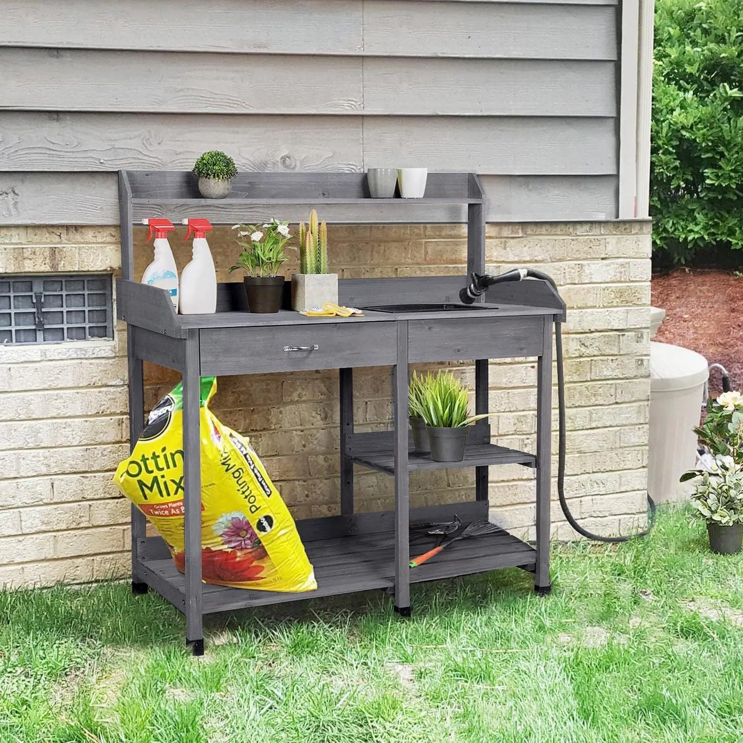 Outdoor Potting Bench Table Potters Garden Workstation