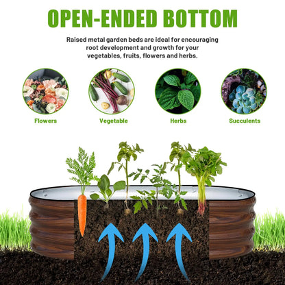 Raised Garden Bed 2 Pcs 4x2x1ft Oval Metal