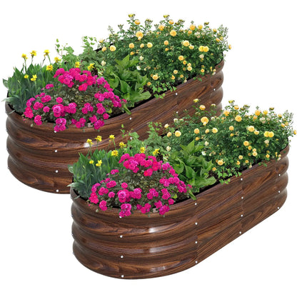 Raised Garden Bed 2 Pcs 4x2x1ft Oval Metal