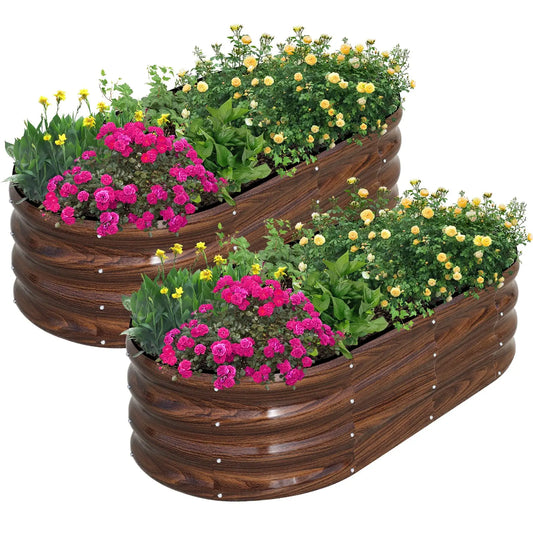 Raised Garden Bed 2 Pcs 4x2x1ft Oval Metal