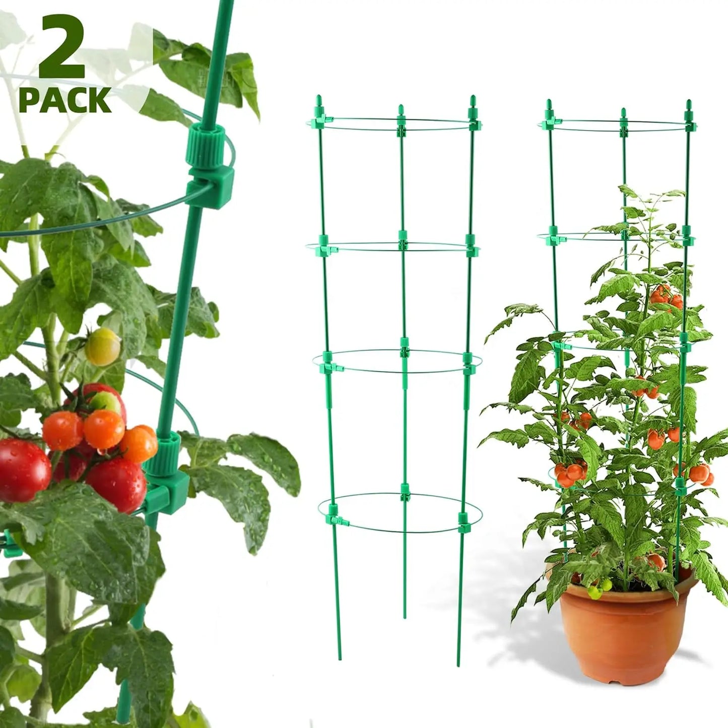 4 Pack Adjustable Tomato Cages, 36 Inch Garden Trellis