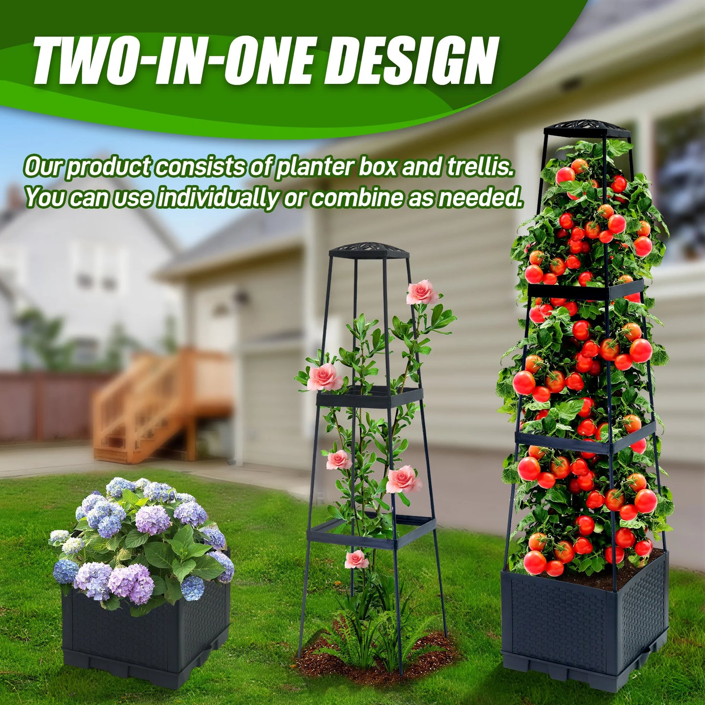2pcs 44.8Inch Self-Watering Tomato Planter Box