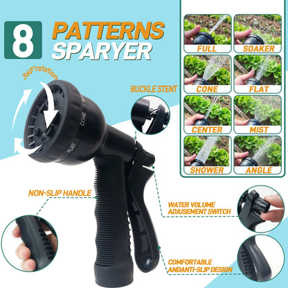 100ft Expandable Garden Hose With Nozzle Outdoor Watering