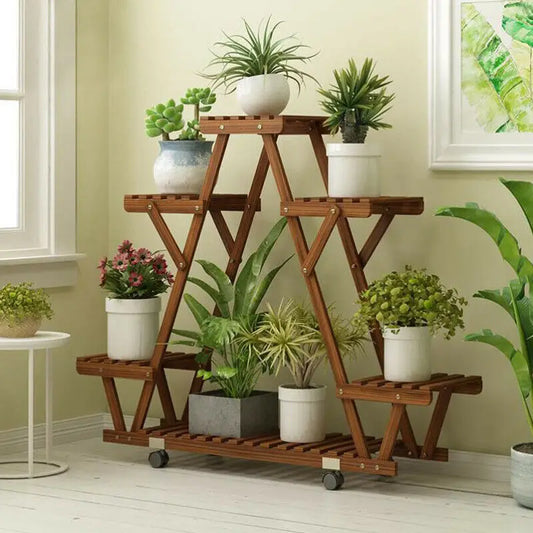6 Potted Carbonized Wood Plant Holder