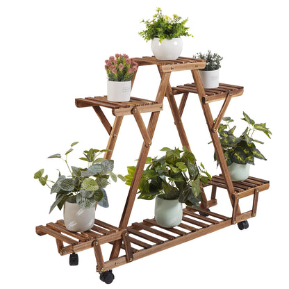 6 Potted Carbonized Wood Plant Holder