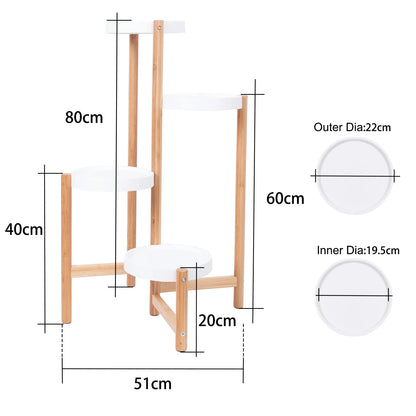 4 Tier Bamboo Plant Stand Tall Corner Indoor