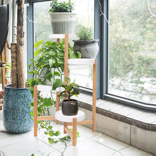 4 Tier Bamboo Plant Stand Tall Corner Indoor