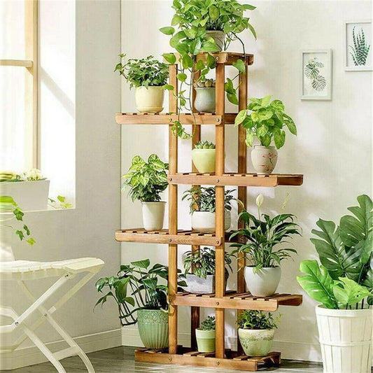 6 Tier Wooden Plant Stand Carbonized