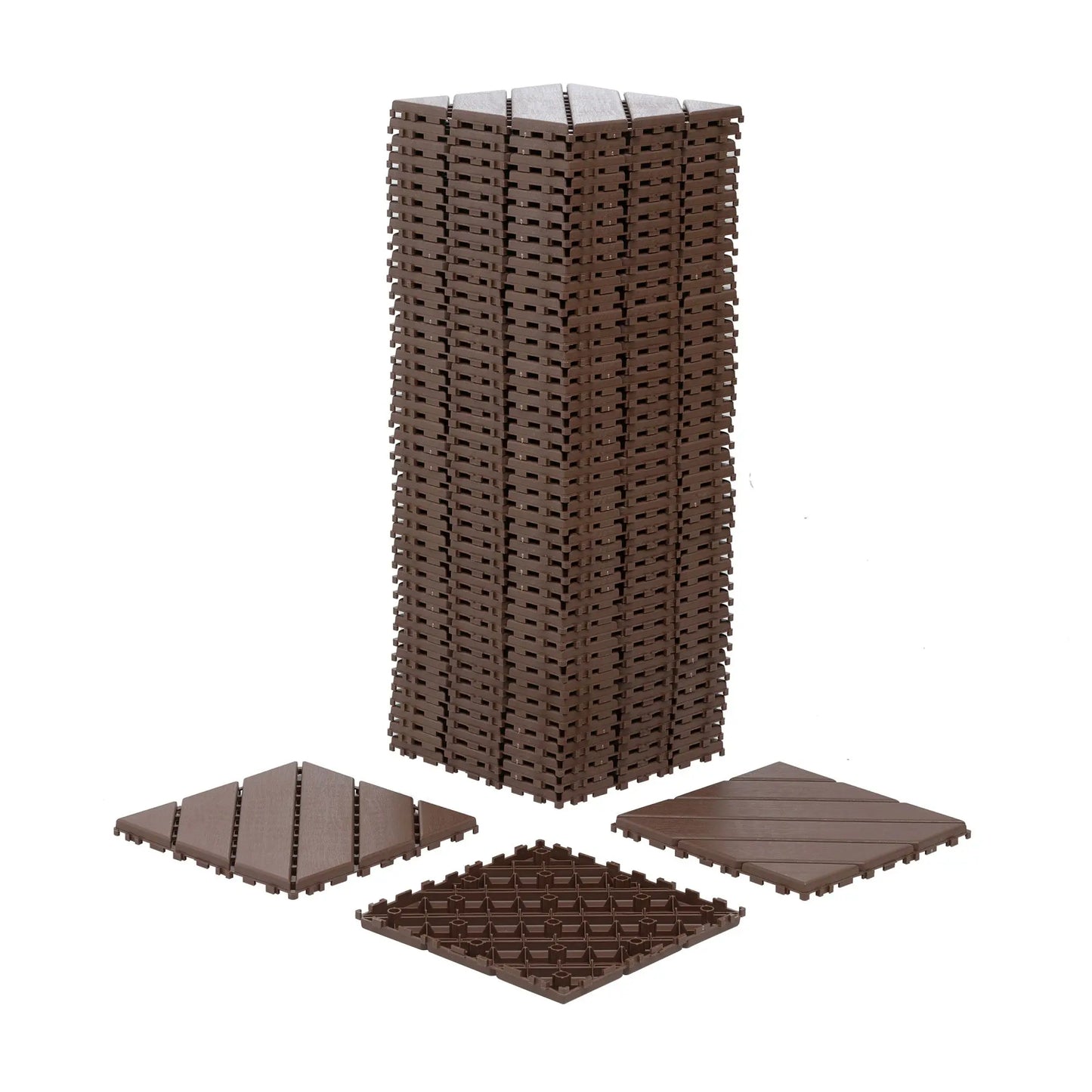 Twill Interlocking Patio Deck Tiles 44 Pack 12x12 Inch,