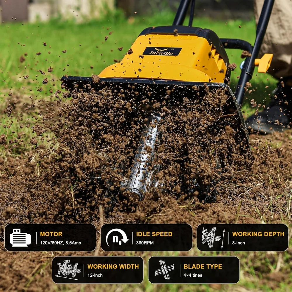 8.5AMP 12Inch Corded Cultivator Rototillers for Gardening