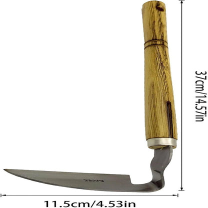 Hand Scythe Gardening Tool - Stainless Steel Curved Blade, Hand Weeder for  | Grass Cutting Scythe with Wooden , Bent Weeding Si