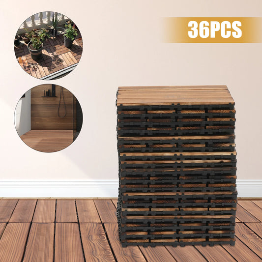36 PCS 12"x12" hardwood Floor Tile Non-slip Waterproof