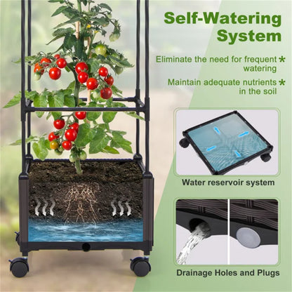 67 inch garden bed with trellis, with Self-Watering System