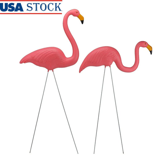 2ct Pink Flamingo Lawn Stakes Outdoor Garden Decor