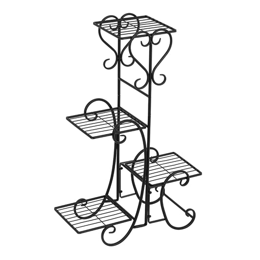 4 Potted Square Flower Metal Shelves Stand