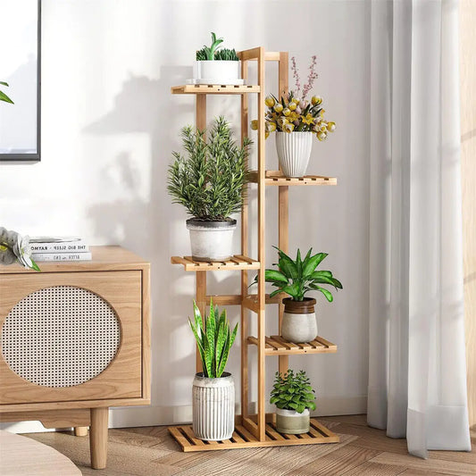5 Tiers Bamboo Plant Stand Tall Storage Display