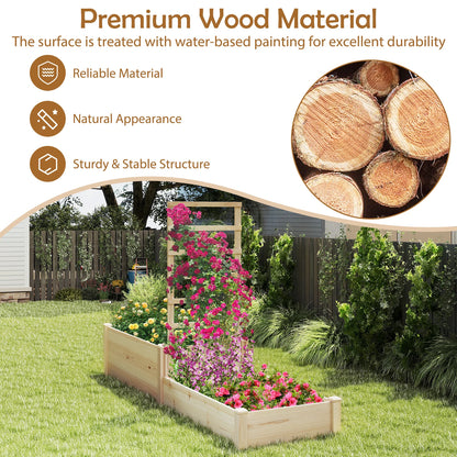 87" Raised Garden Bed w/ Trellis 2 Planter Boxes Open-ended Base