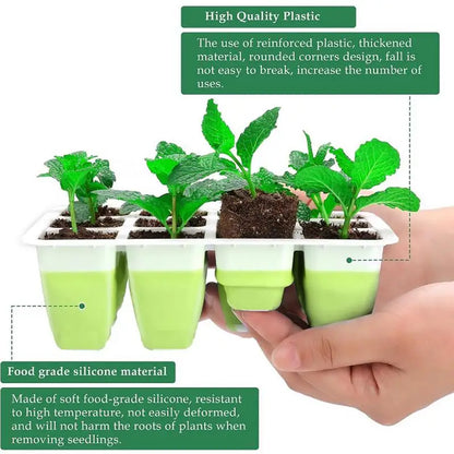 Silicone Reusable Seedling Starter Trays Potted Planting