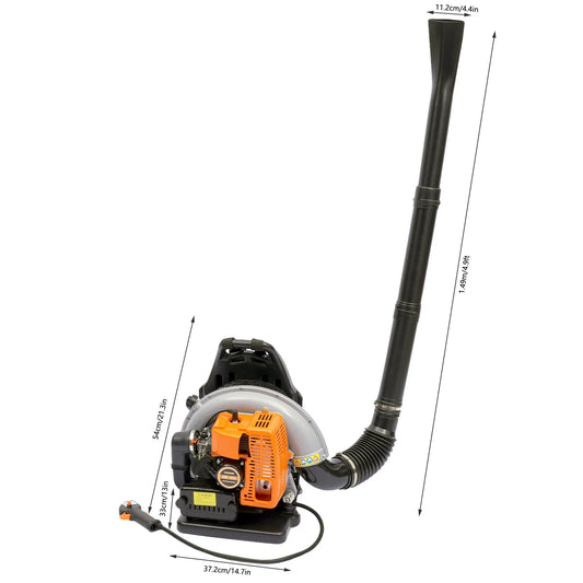 Gasoline-Powered Backpack Leaf Blower, 65CC Engine