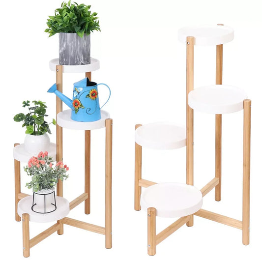 4 Tier Plant Display Shelf Stand Bamboo Plant Rack